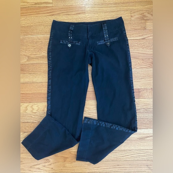 Wet seal, Satin trim pants, Size 7 JUNIORS, Wide leg - Picture 1 of 7